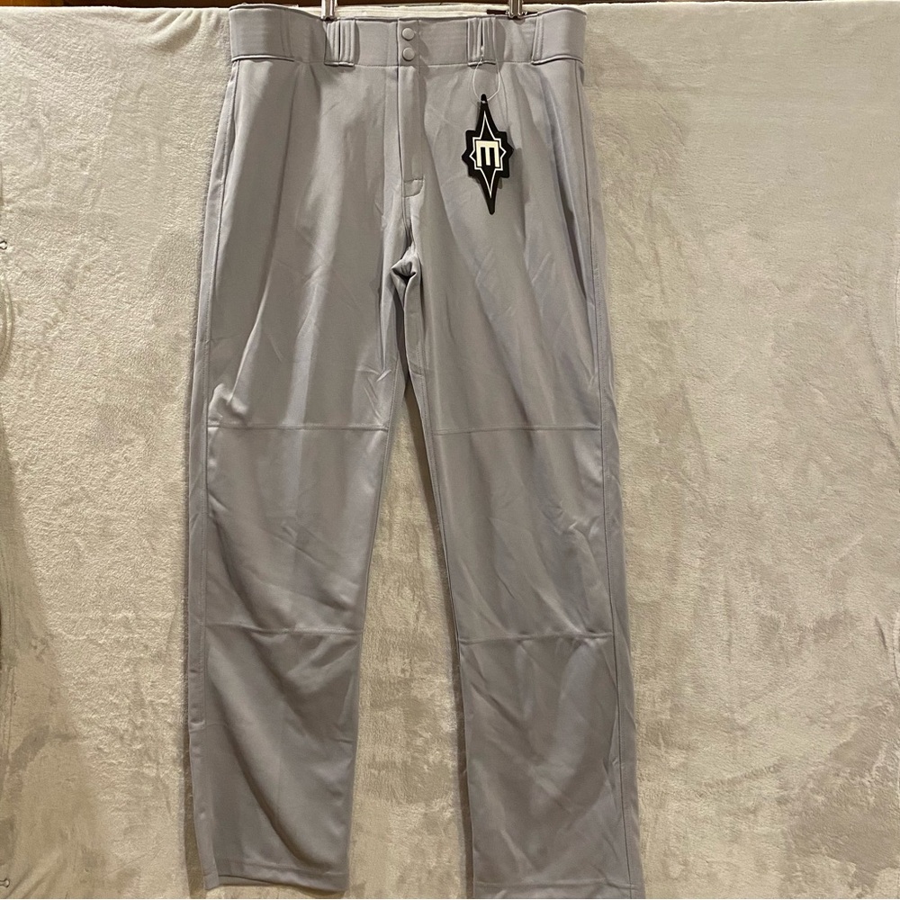 Easton Pants Mens Large Gray Zip Up Snaps Baseball Athletic Gear New